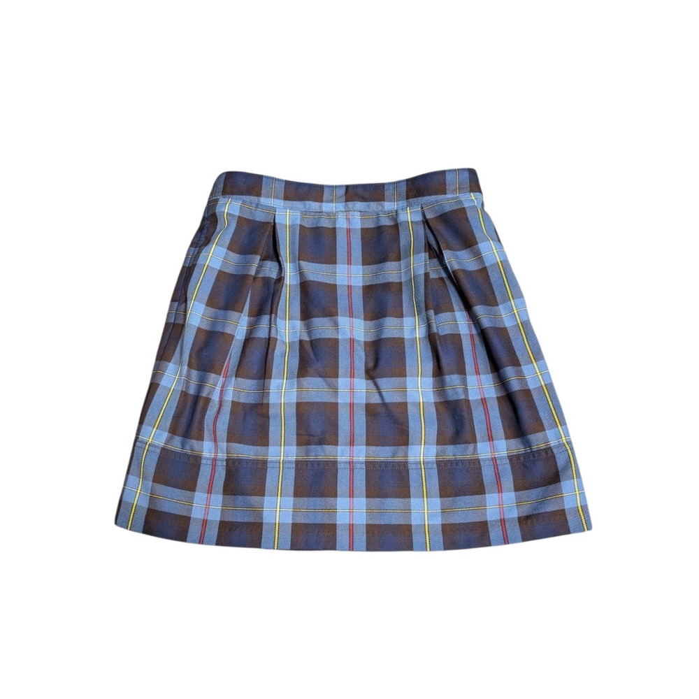 Lands End Girls Blue Plaid Pleated Skort Size 14 School Uniform Skirt Shorts
